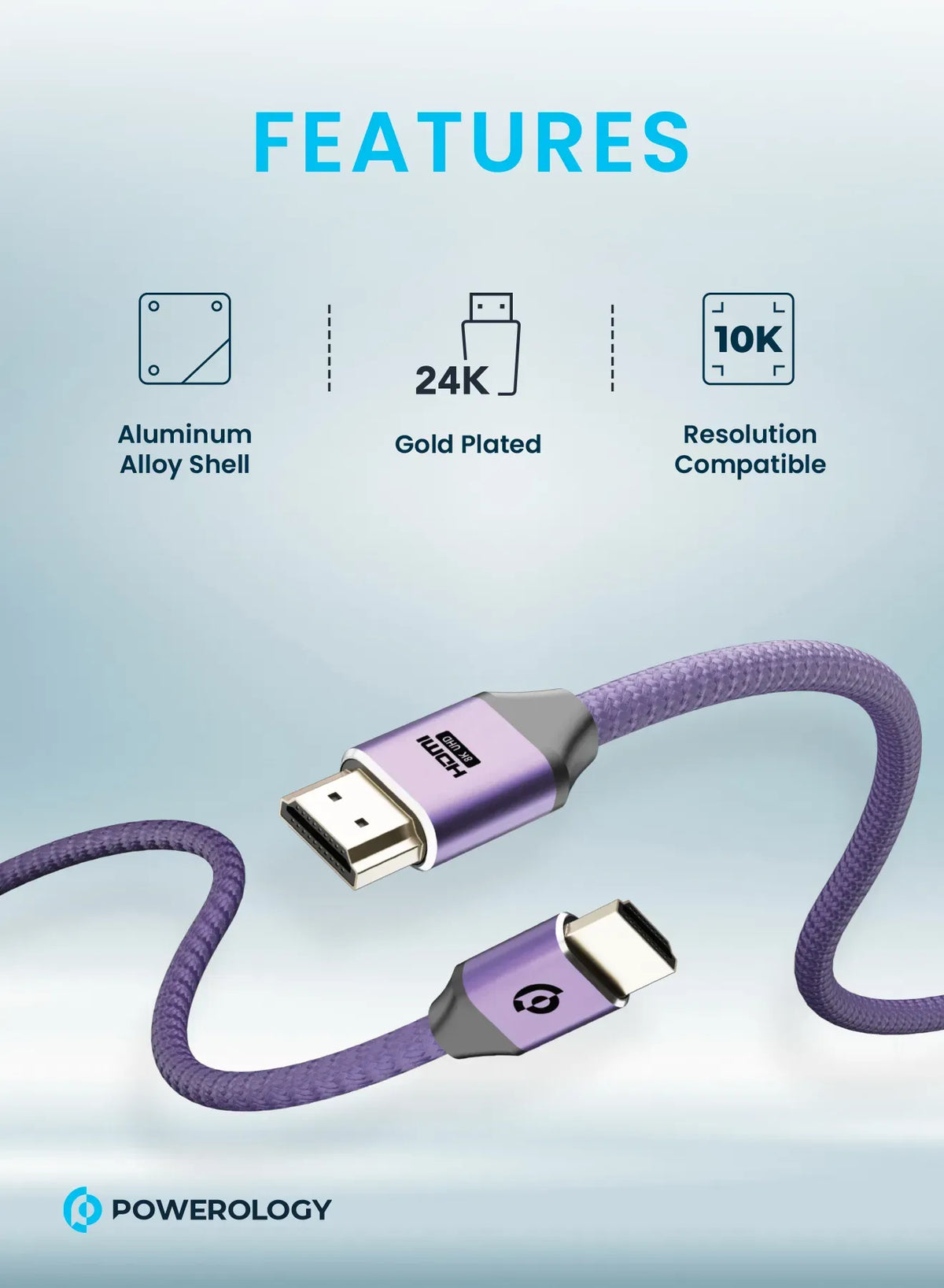 Powerology 8 KHDMI Braided Cable 2 M - Purple – image 4