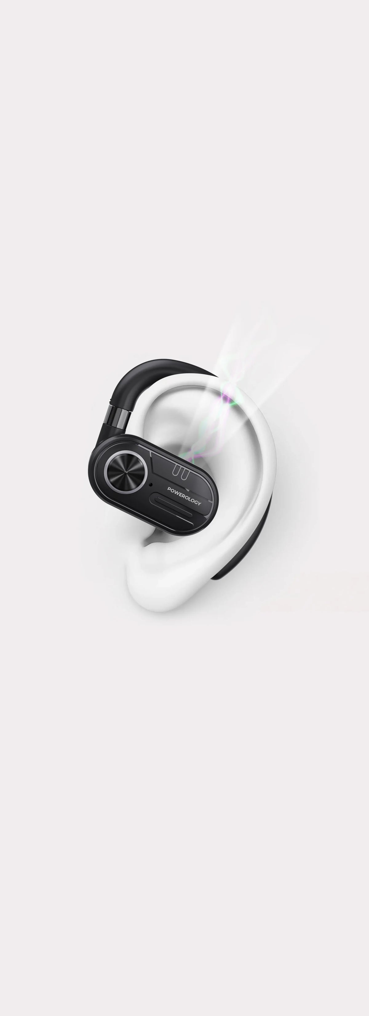 Powerology Enc Tws Air Conduction Earbuds and Charging Case with Display 40mah8 Black – image 1