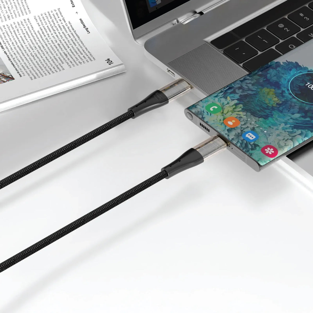 Green Lion Transparent Cable USB C to USB C Braided Black – image 4