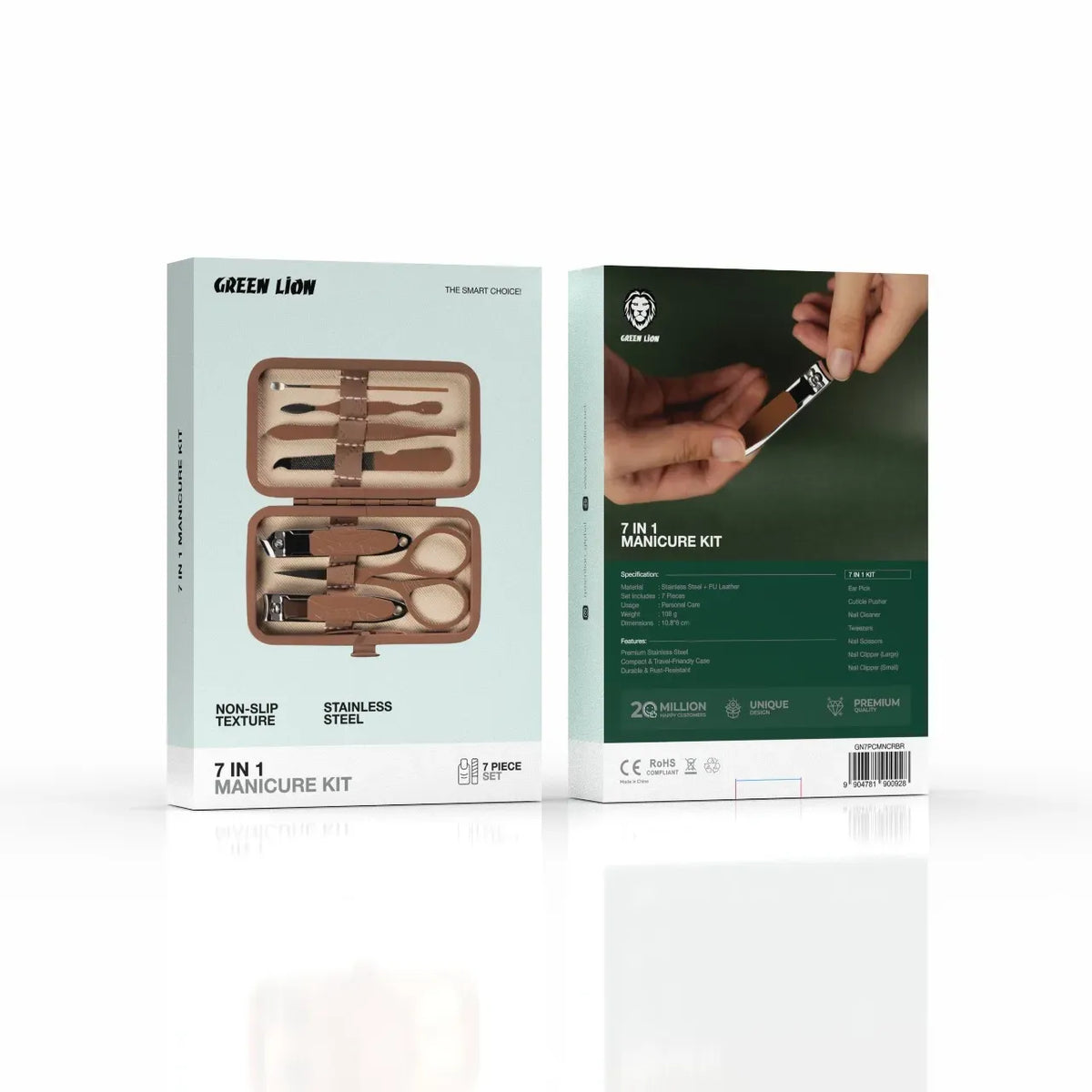 Green Lion 7 in 1 Manicure Kit Brown – image 2