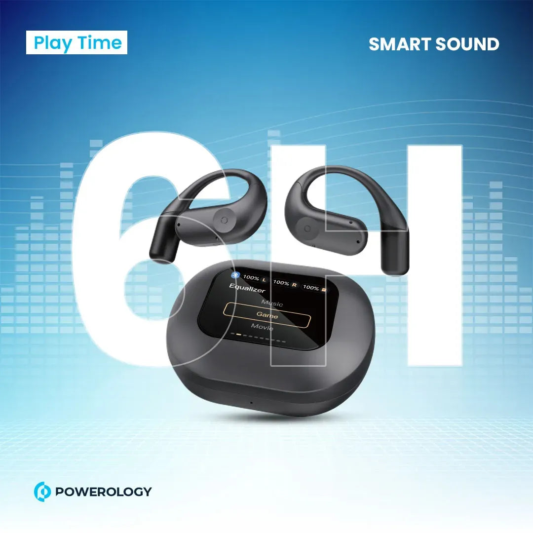 Powerology Air Conduction Enc Tws Earbuds and Charging Case with Display 60mAh Black – image 4