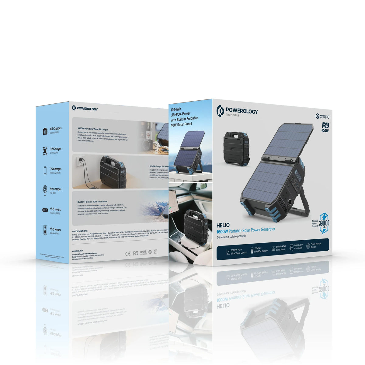 Powerology Helio 1600w Portable Solar Power Generator Black – image 10