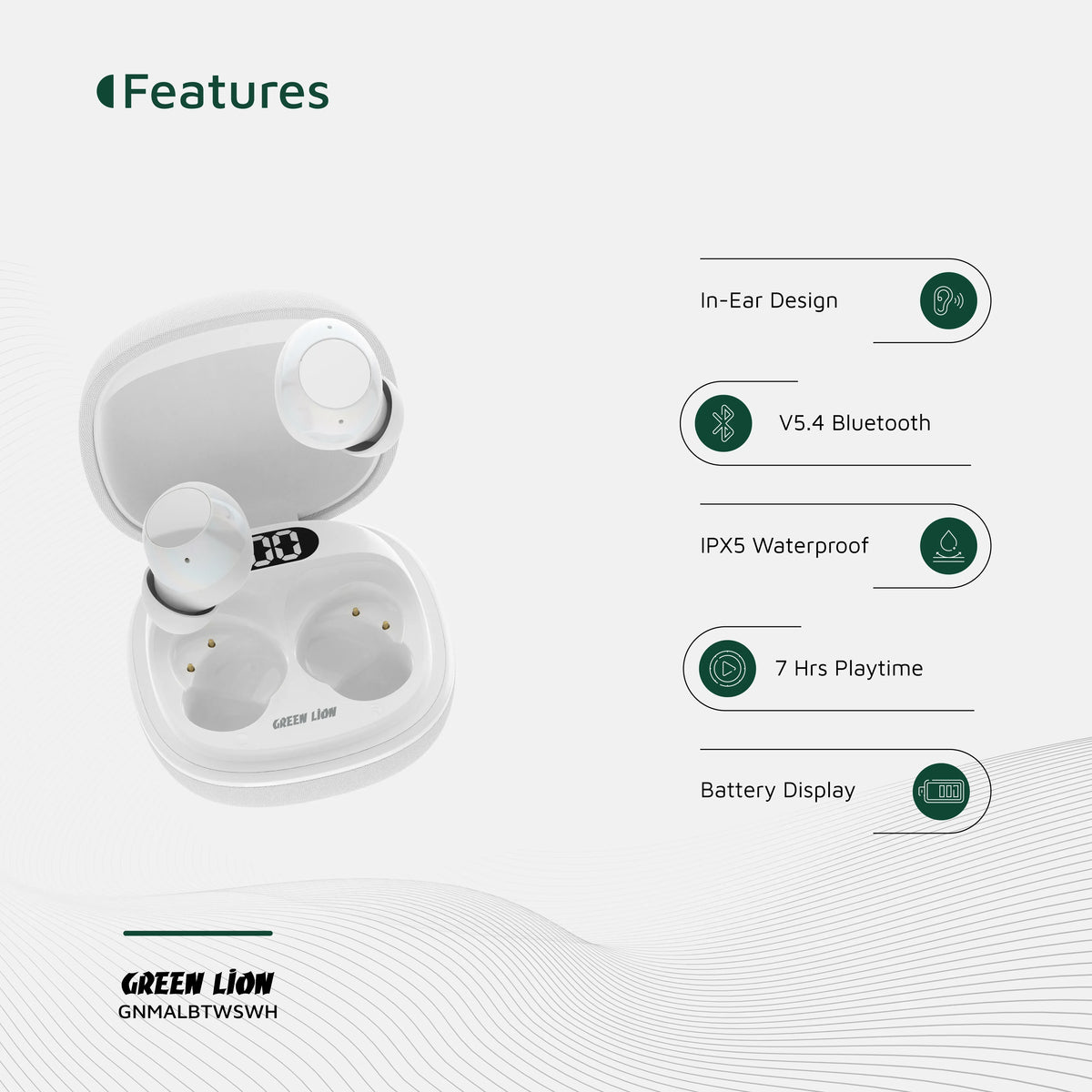 Green Lion Malbun True Wireless Earbuds - White – image 8