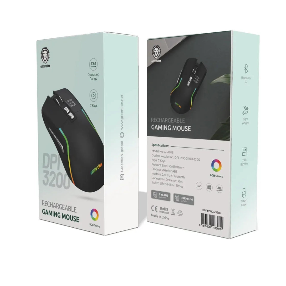 Green Lion Rechargeable Gaming Mouse Black – image 6