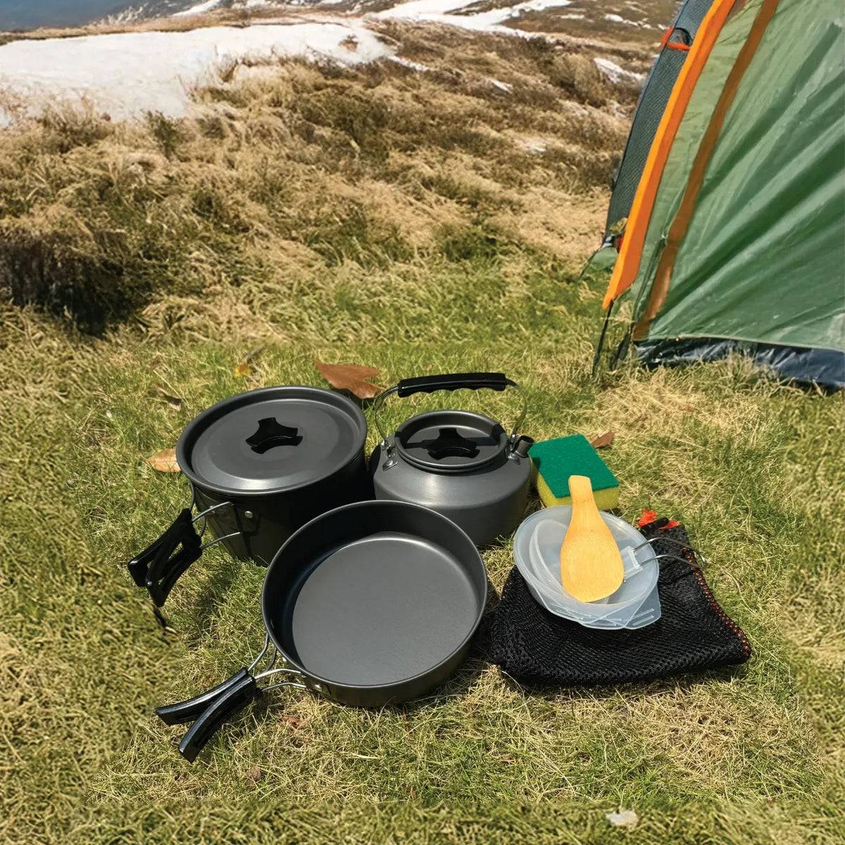 Green Lion 10 in 1 Camping Cookware Black – image 3