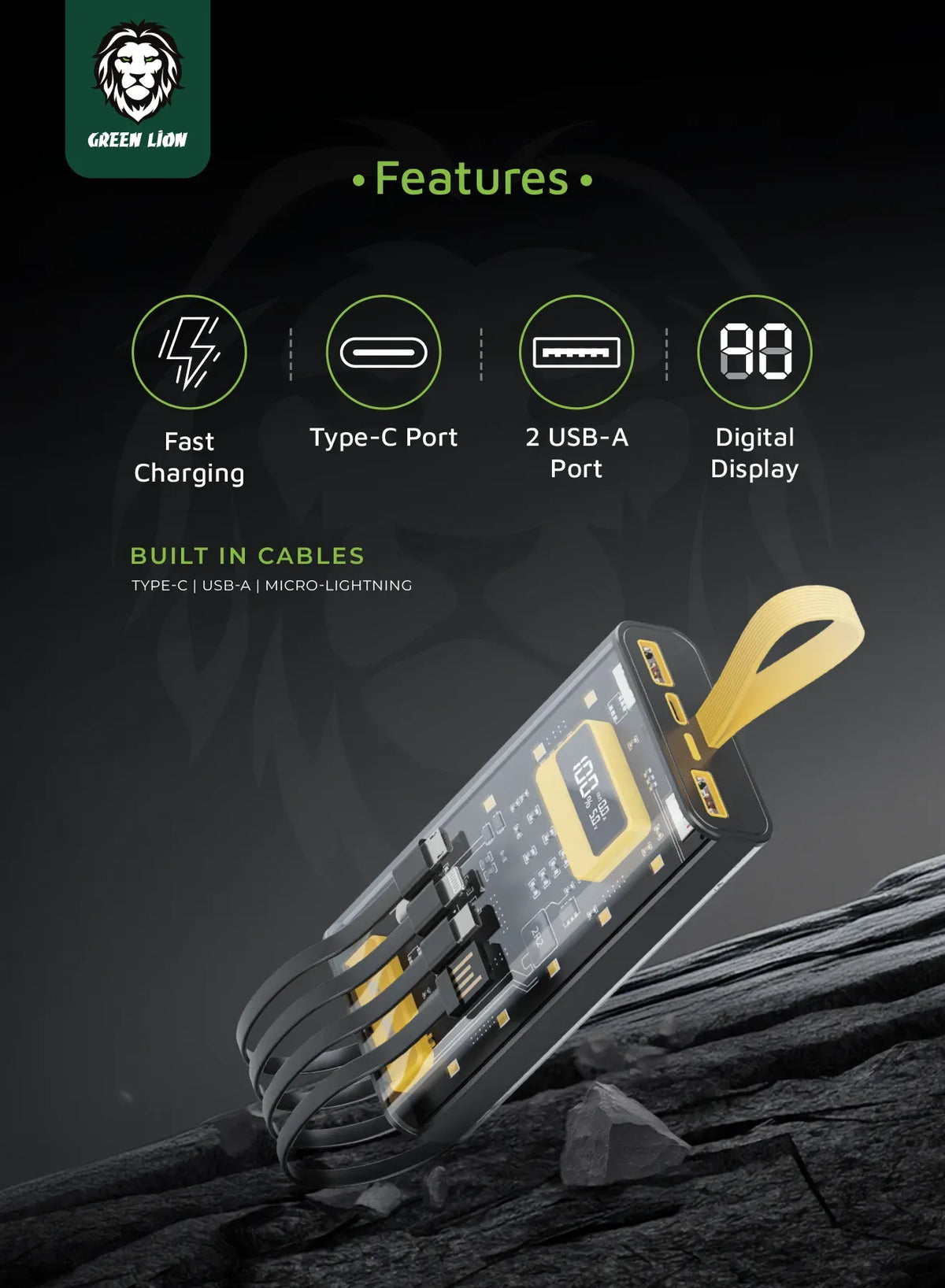 Green Lion Transparent Pro 10000mAh Power Bank Black – image 7