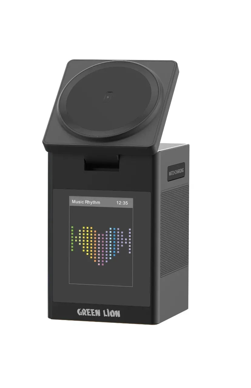 Green Lion Smart Station Pro LCD Display Wireless Charger with Speaker Black – image 10