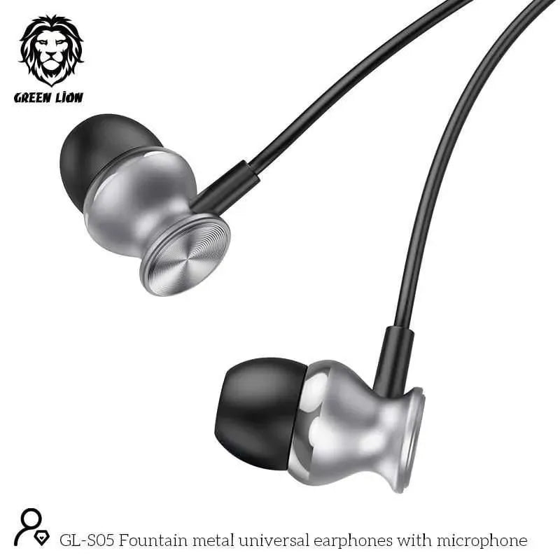 Green Lion Metal Earphone - Black