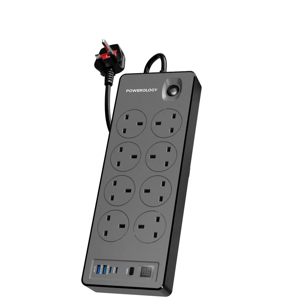 Powerology 8ac 2990w Power Strip PD 20w Black – image 2