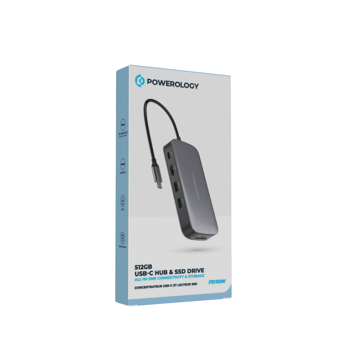 Powerology 512gb USB C Hub Ssd Drive All in One Connectivity Storage PD 100w Gray – image 14