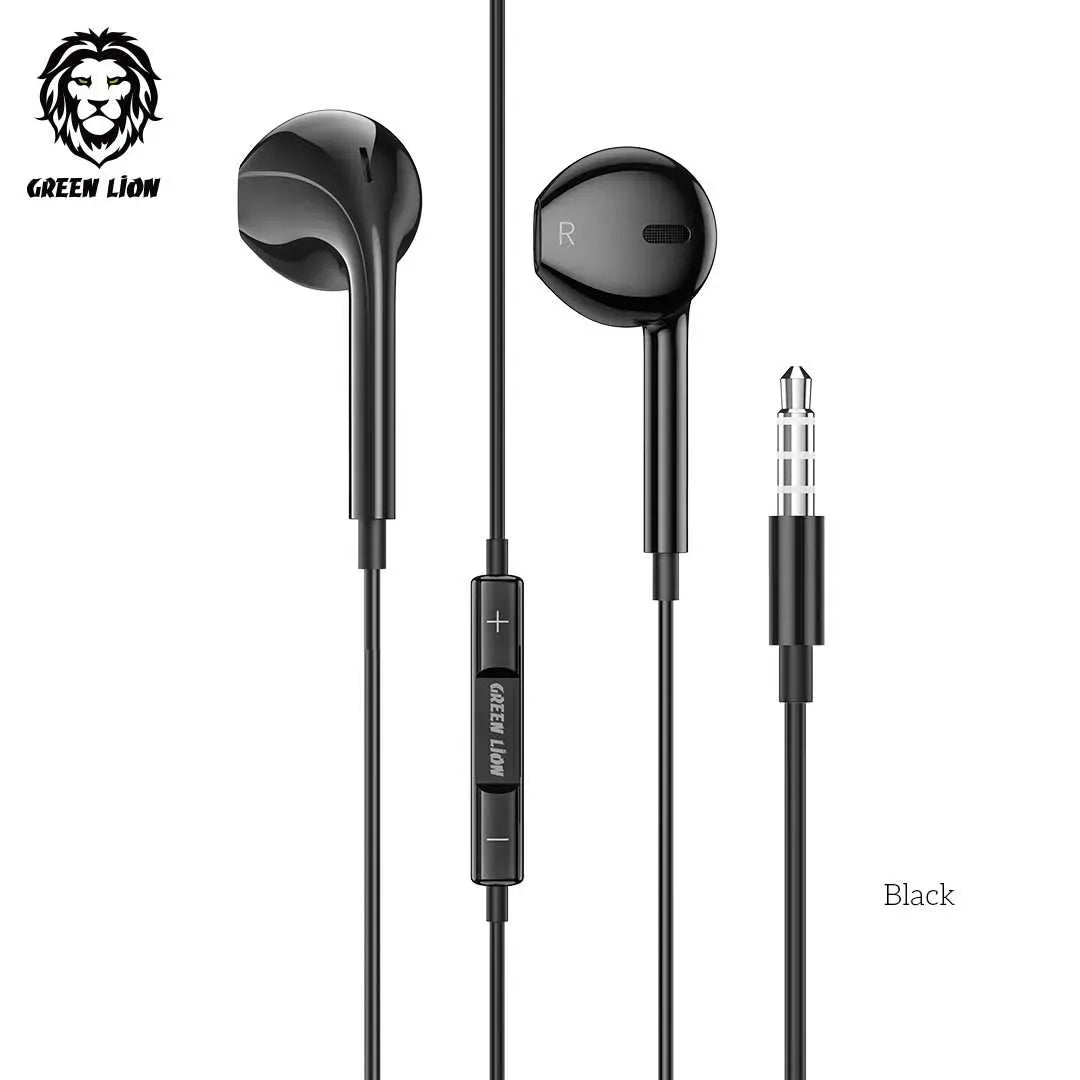 Green Lion Stereo Earphone (1.2 m) - Black