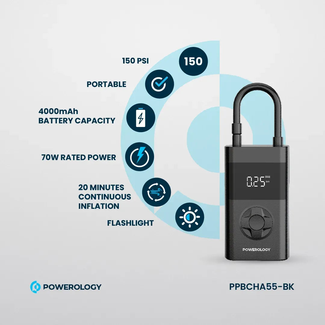 Powerology Ultra Portable Air Compressor Power Bank - Black – image 5