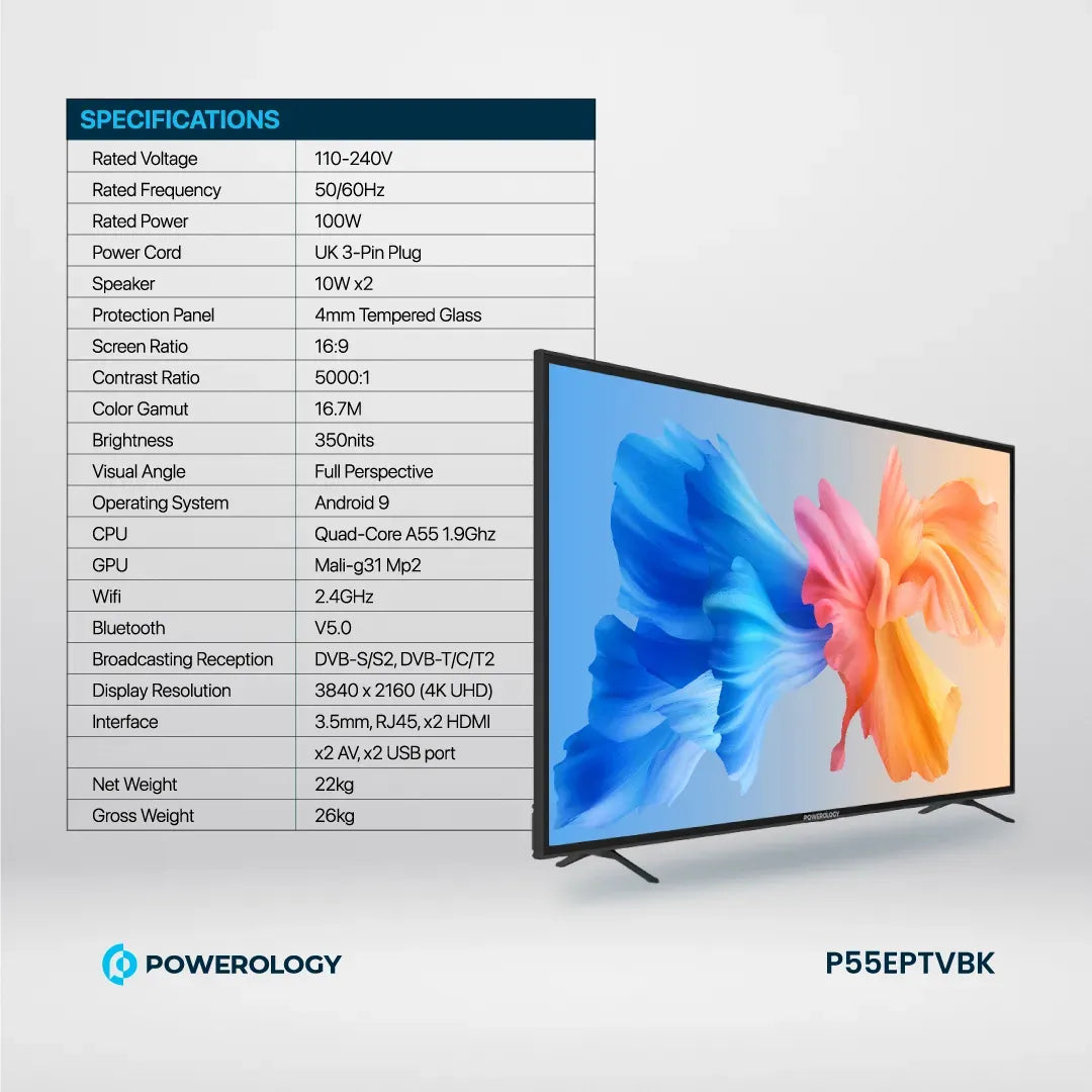 Powerology Break Proof Android Smart TV 55 Black – image 10