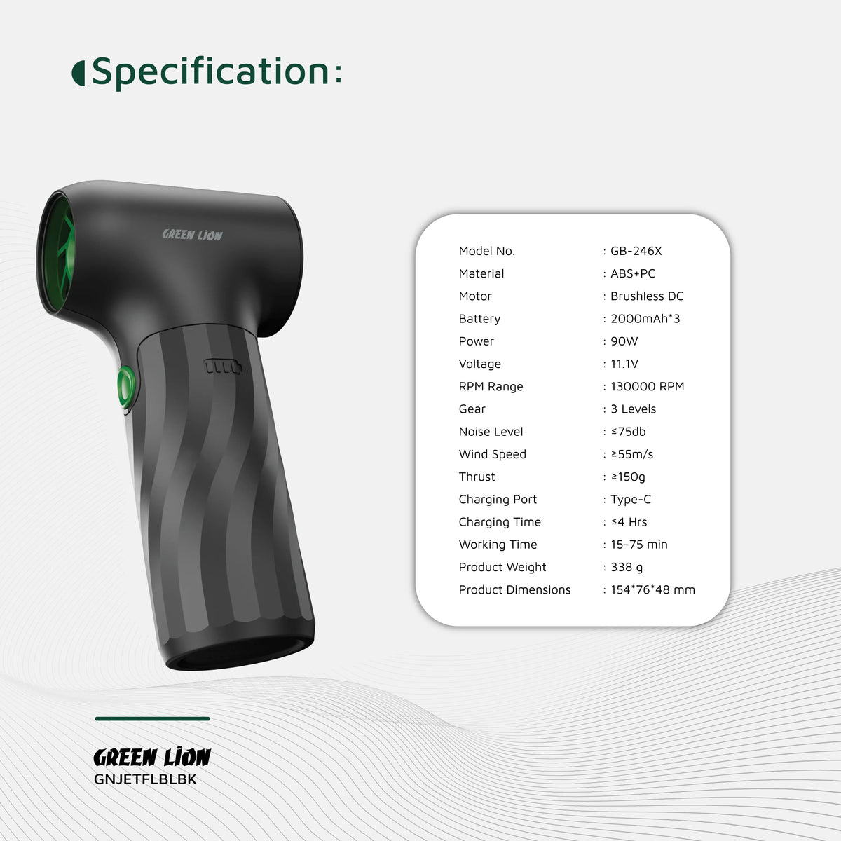 Green Lion Jetflow Air Blower - Black – image 11