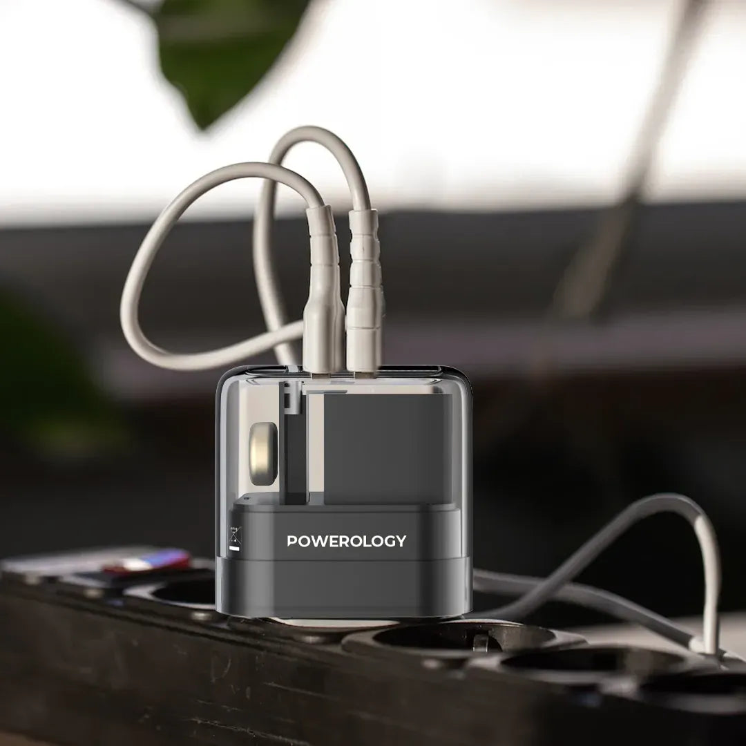 Powerology Crystalline Series Dual PD Gan Charger with Folding Plugs – image 9