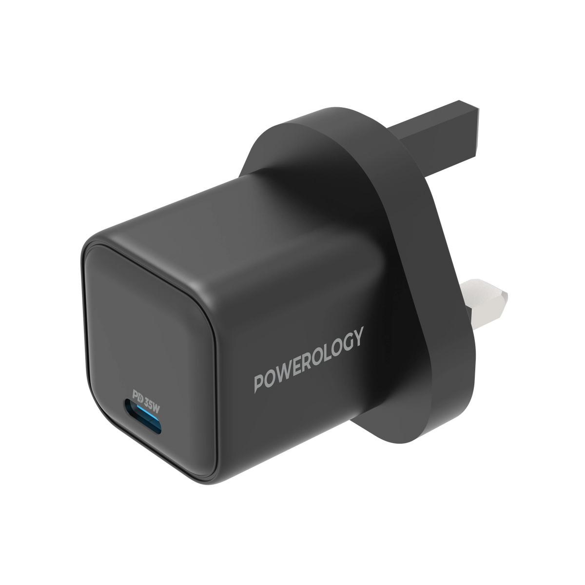 Powerology 35w Single Port Type C Gan Charger with Uk Plug Black – image 9