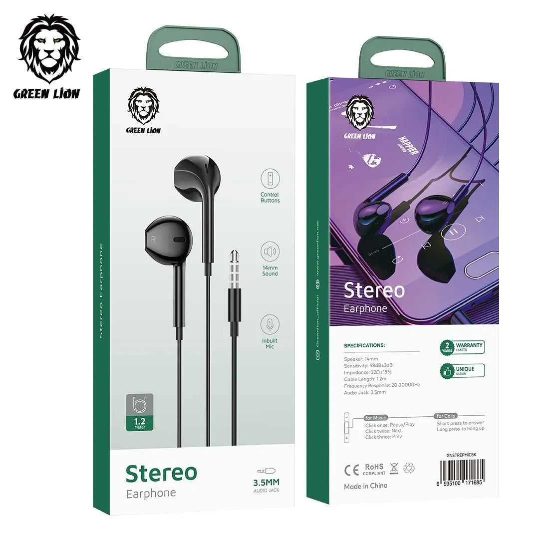 Green Lion Stereo Earphone (1.2 m) - Black – image 4
