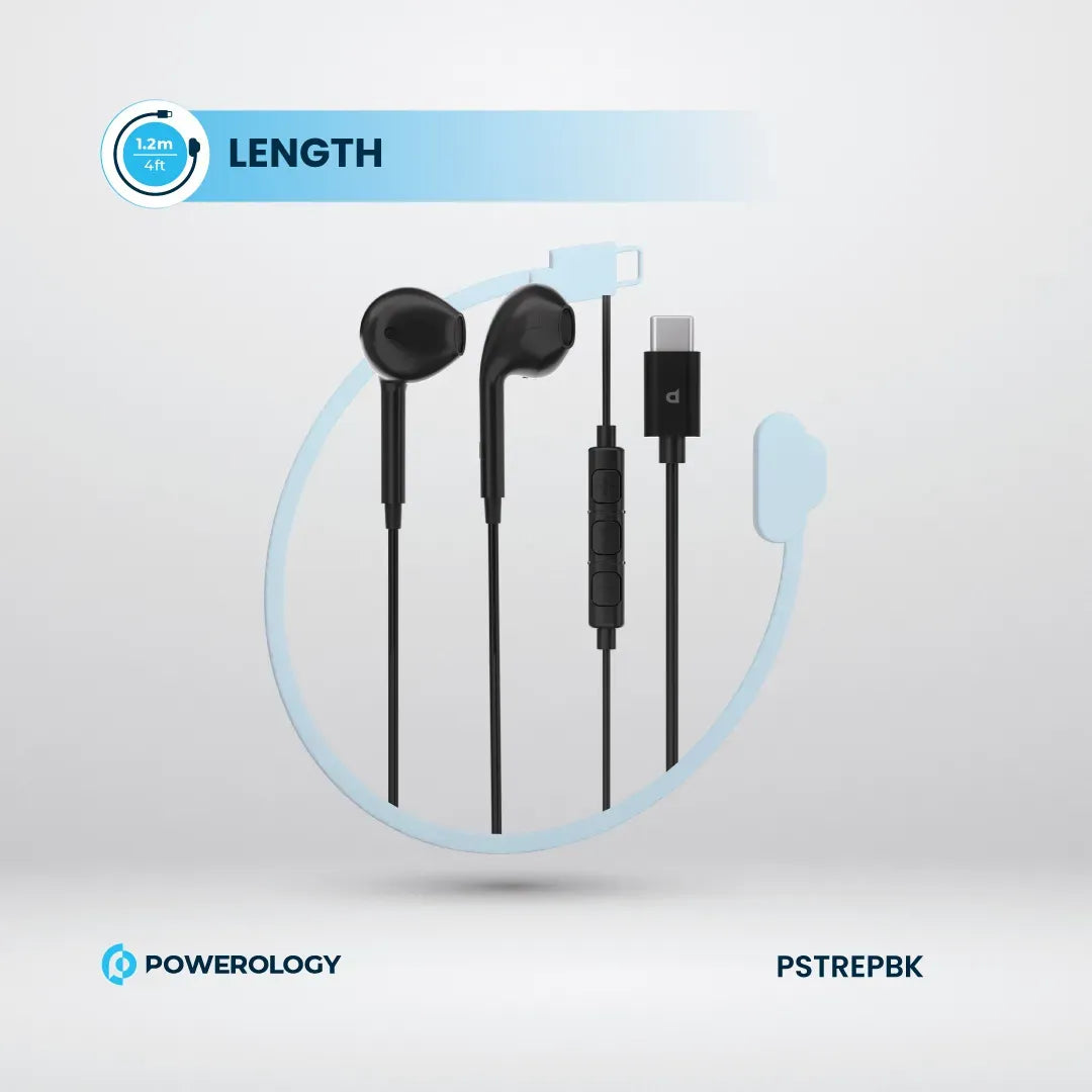 Powerology Type-CConnector Stereo Earphone(1.2 m/4 ft) - Black – image 11