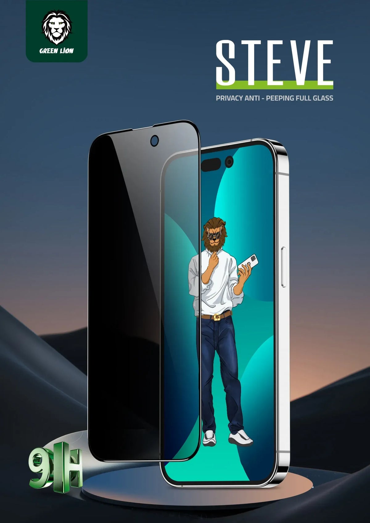 Green Lion 3d Scratch Free Round Edge Glass Screen Protector for Iphone 14 Pro – image 4