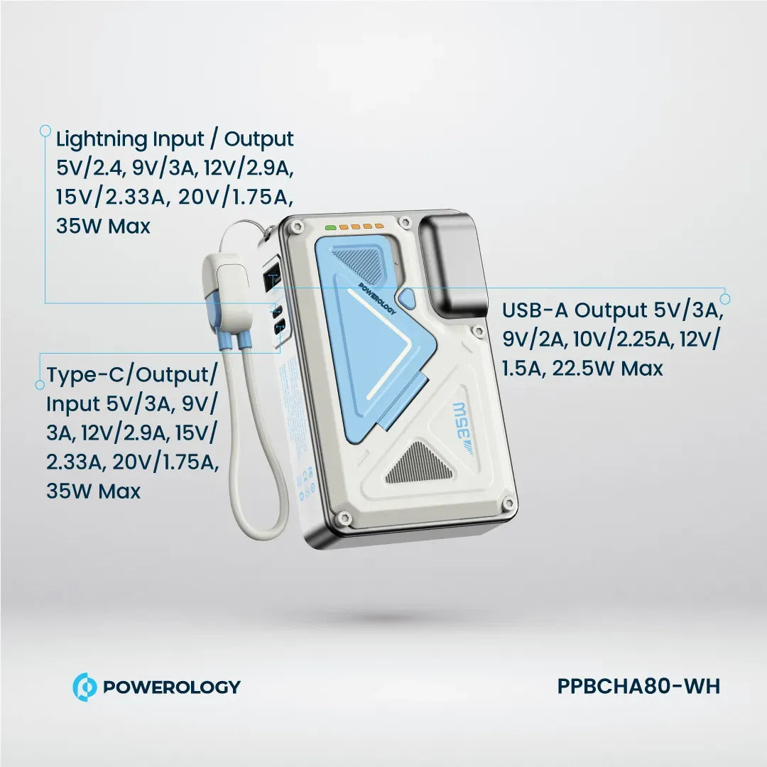 Powerology 10000 m Ah Wall Charger MagSafe Power Bank - white – image 4