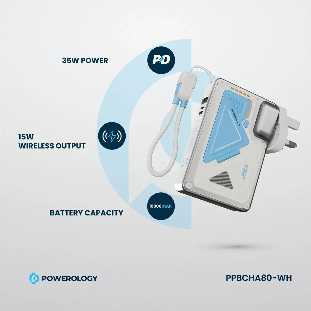 Powerology 10000 m Ah Wall Charger MagSafe Power Bank - white – image 9