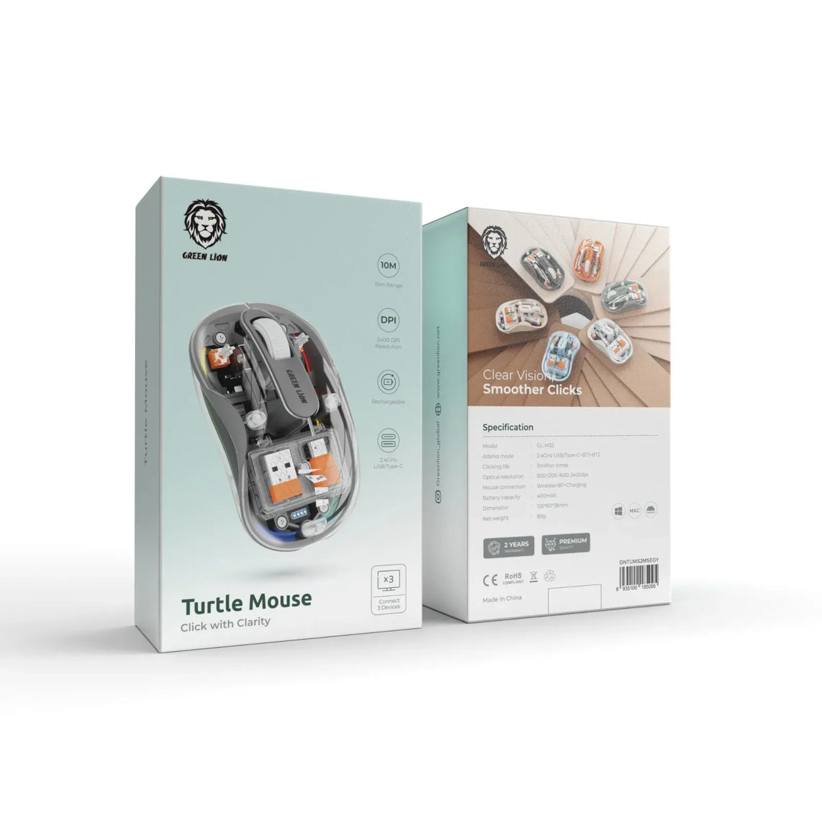 Green Lion Turtle Mouse - Gray