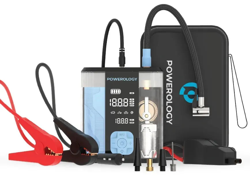 Powerology 3 in 1 Jump Starter Tire Inflator Black Blue – image 2