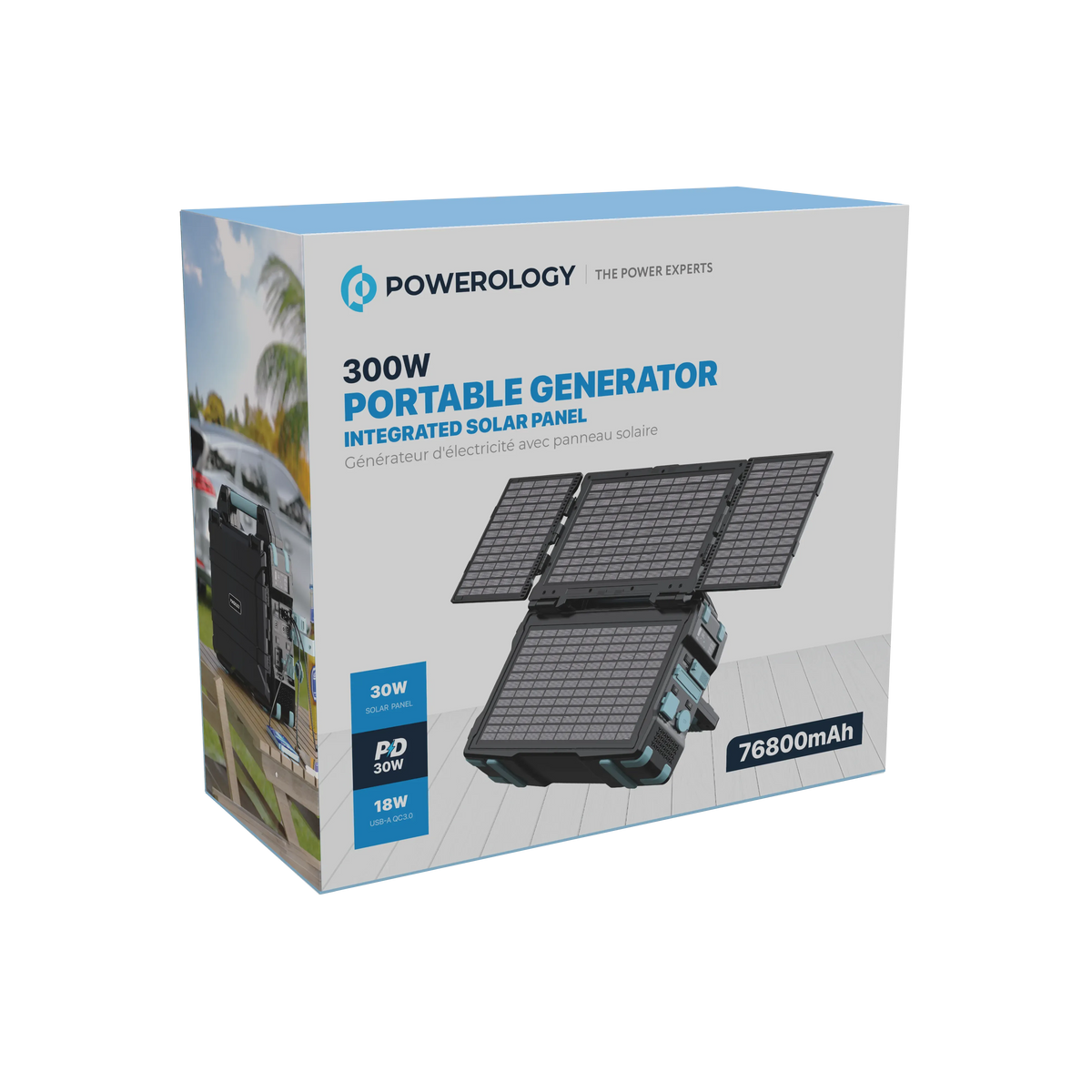 Powerology Portable Solar Power Generator 284wh 300w QC Black – image 14