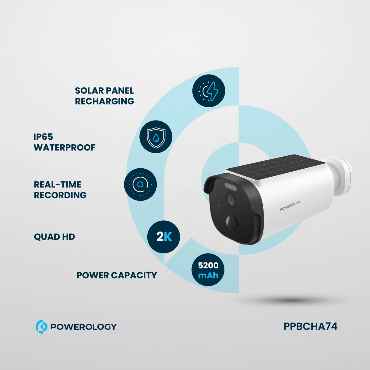 Powerology Built in Solar Outdoor Camera White – image 11