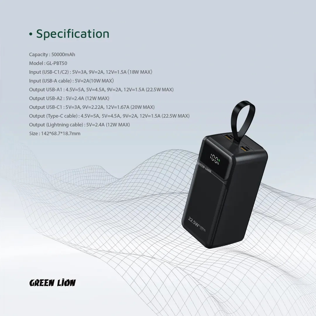 Green Lion Power Tank 50000mAh Power Bank Black – image 6