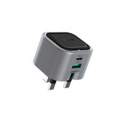 Green Lion Premium Series UKPlug Wall Charger-2 Port, PD 35 W,Cto CCable - Gray