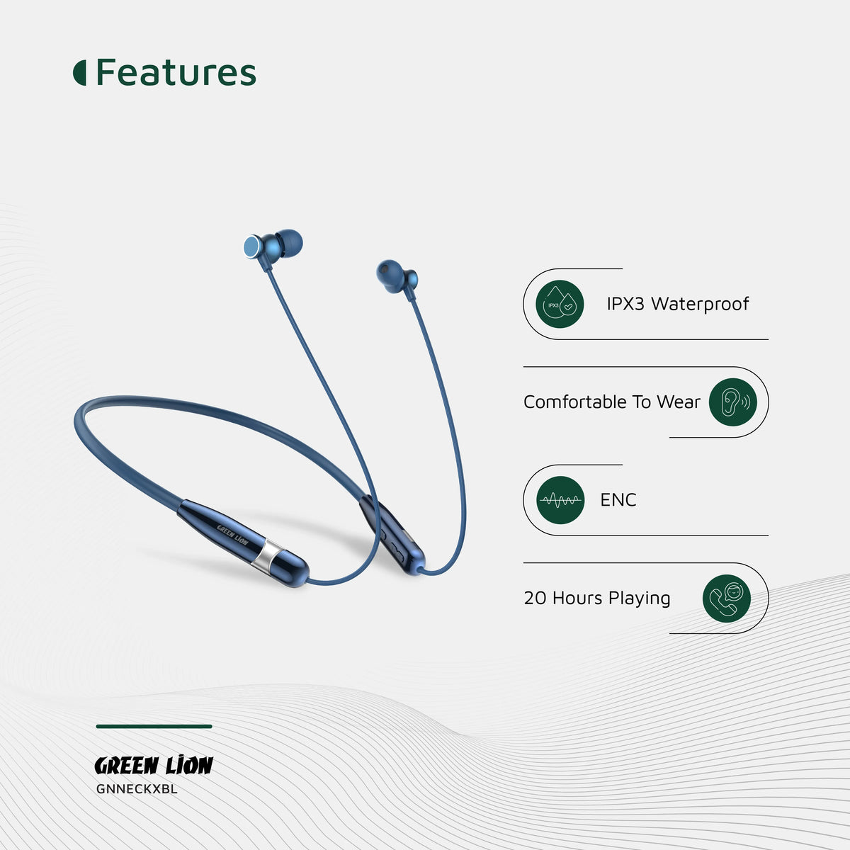 Green Lion Neck XWireless Neckband - Blue – image 4