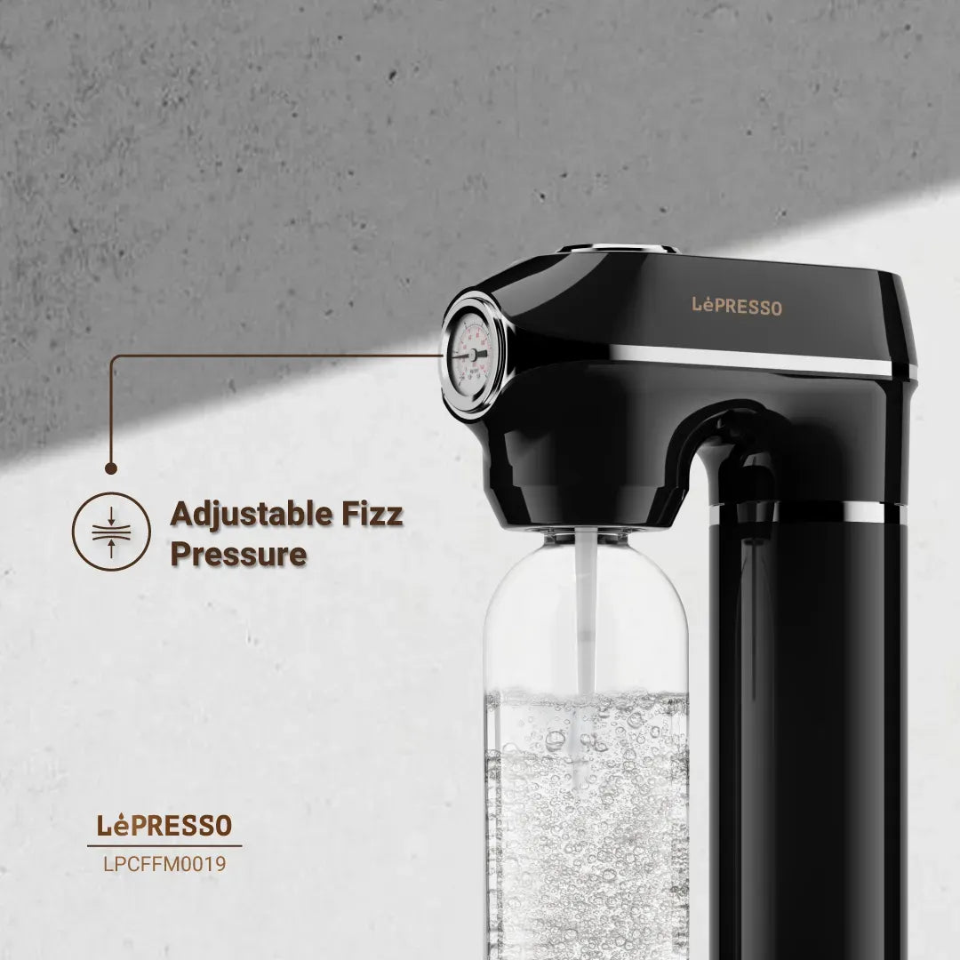 LePresso Carbonator Instant Sparkling Water with Pressure Gauge Efficient Carbonation Black – image 5
