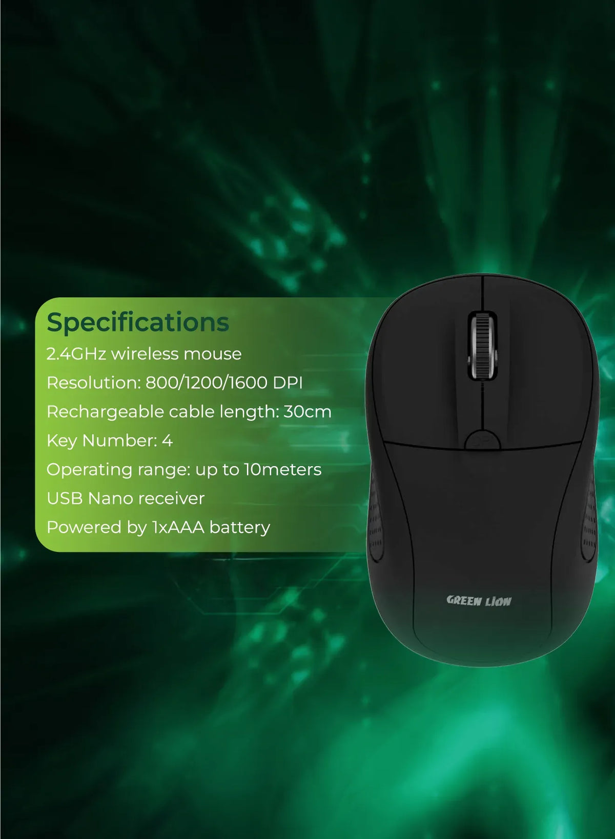 Green Lion G200 Wireless Mouse Black – image 14
