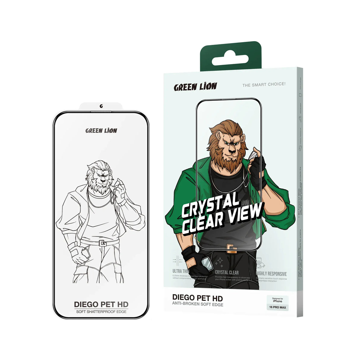Green Lion Diego Pet HD Screen Protector - Clear – image 7