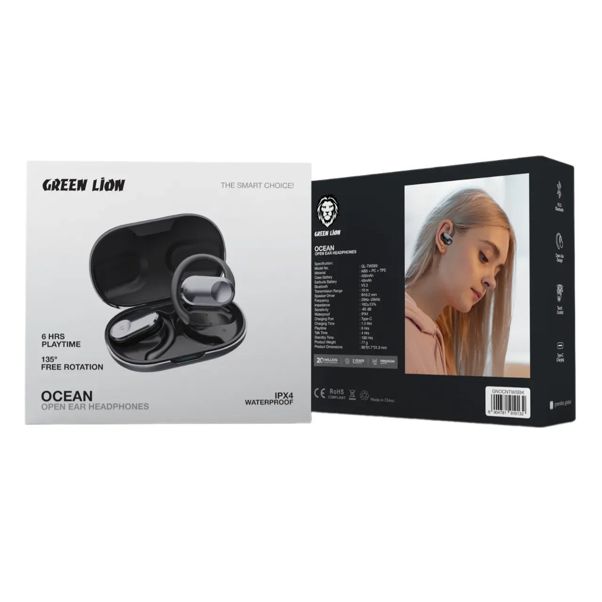 Green Lion Ocean Open Ear Headphones Black – image 14