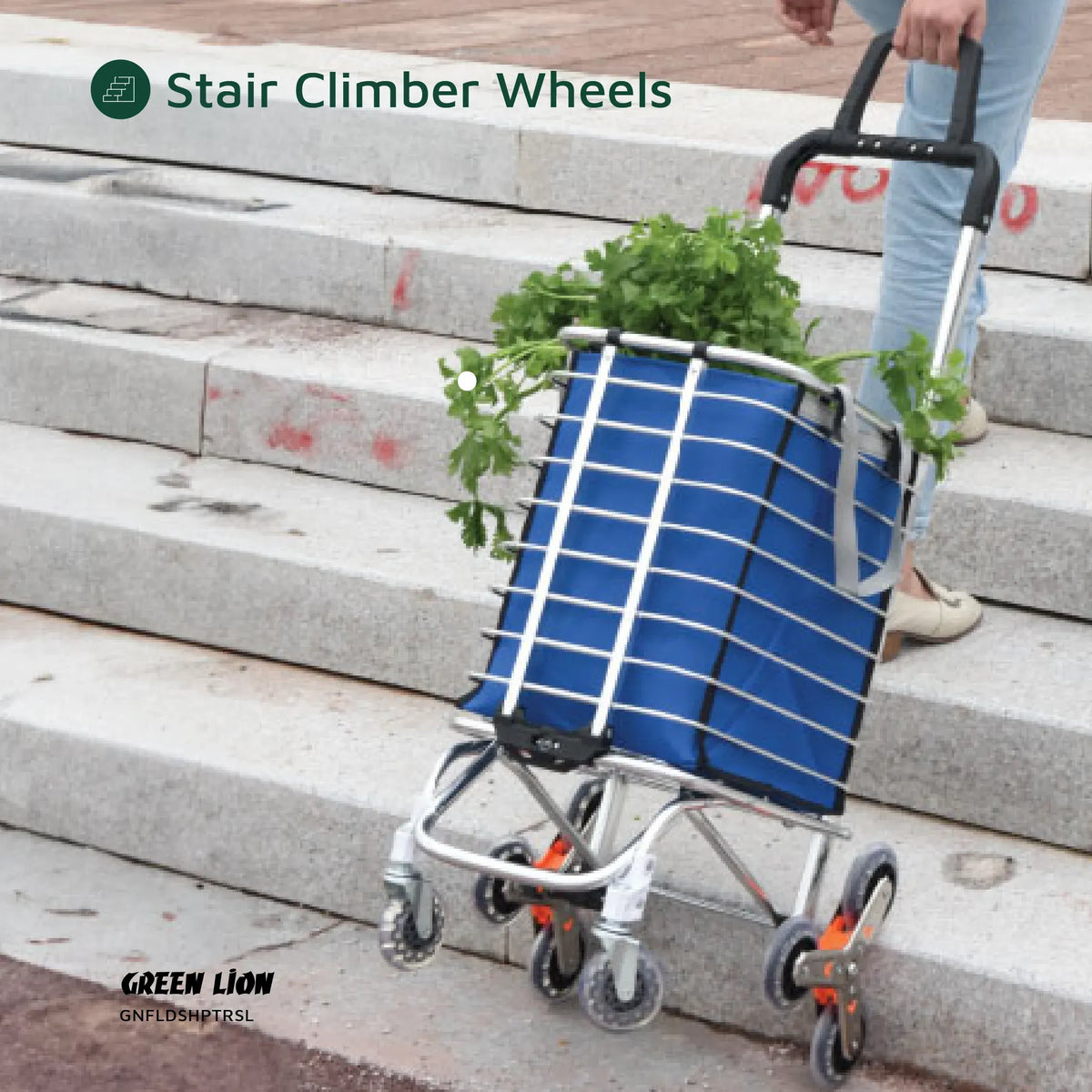 Green Lion Foldable Shopping Trolley Silver – image 15