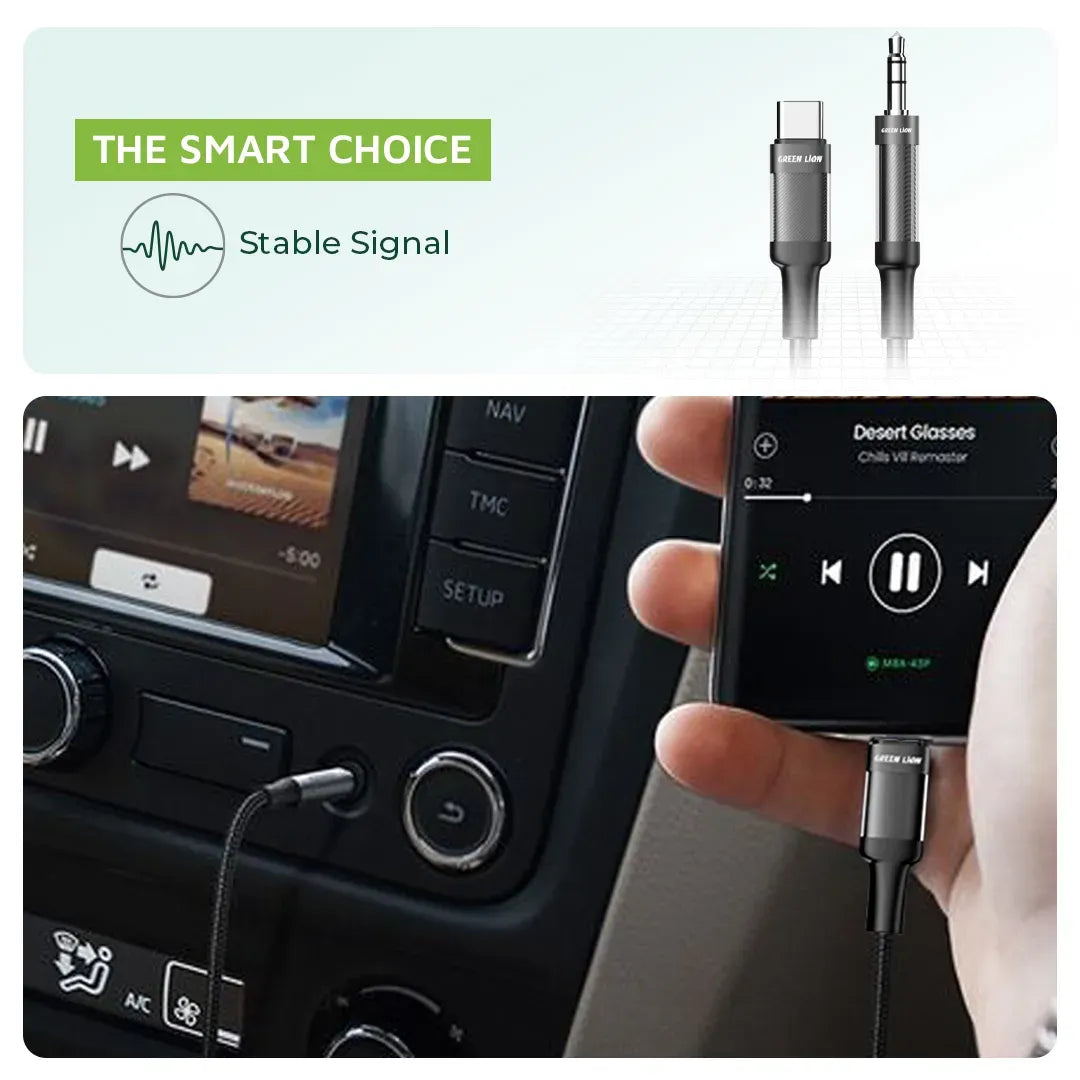 Green Lion USB C to Aux Braided Cable 1m Black – image 5