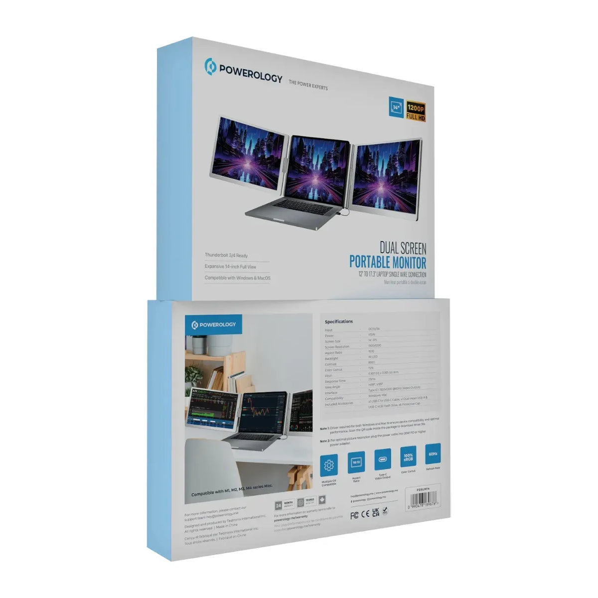 Powerology Dual Screen Portable Monitor Silver – image 4