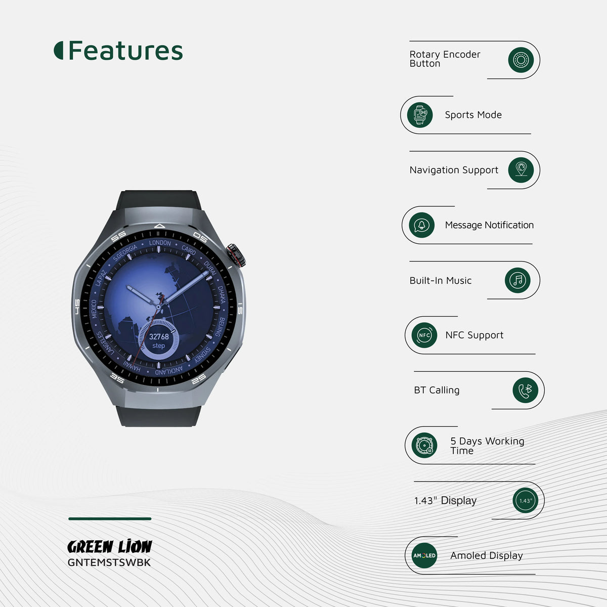 Green Lion Tech Master Smart Watch - Black – image 10