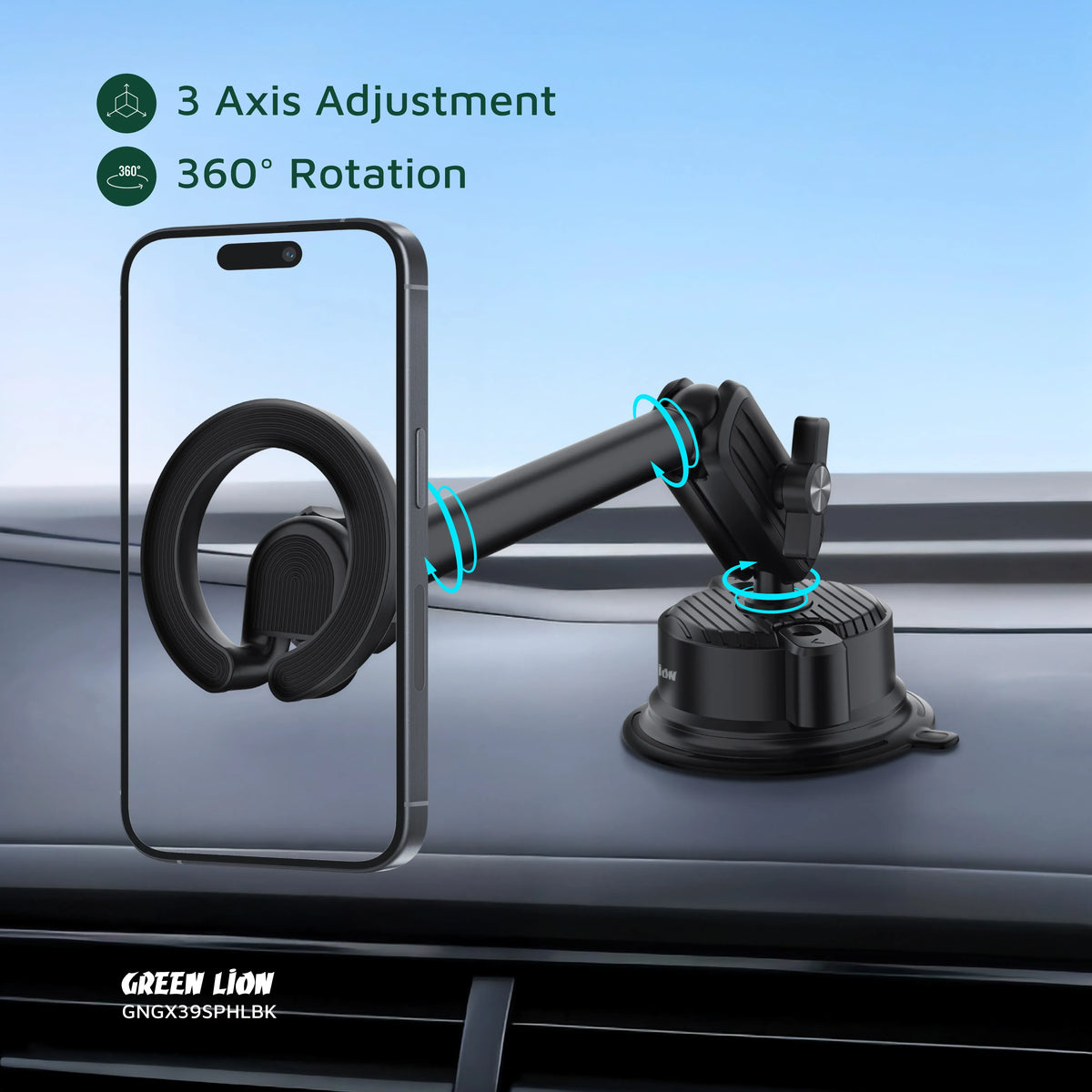 Green Lion GX-39 Suction Phone Holder - Black – image 11