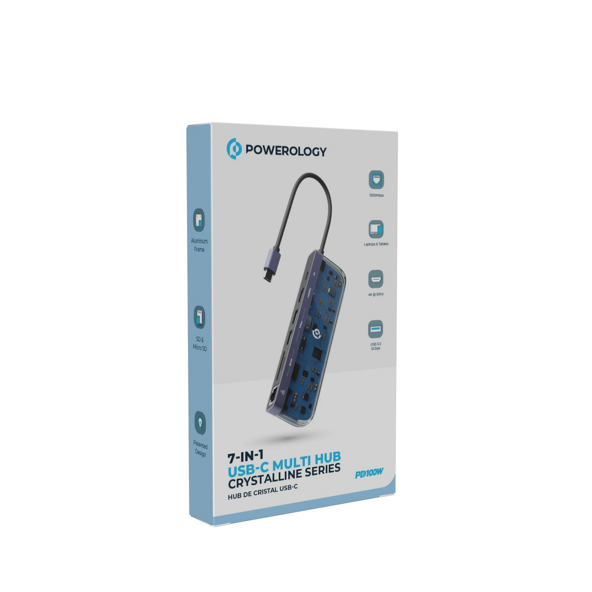 Powerology 7 in 1 USB-C Multi Hub Crystalline Series - Transpare nt – image 11
