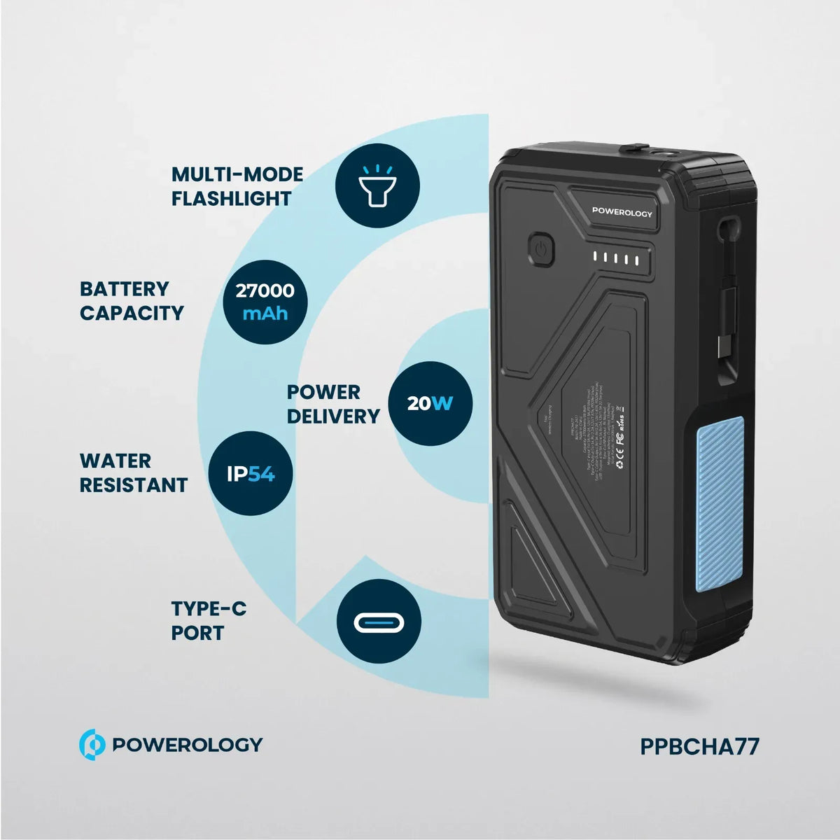 Powerology 27000mAh Solar Wireless Charging Power Bank Black – image 19