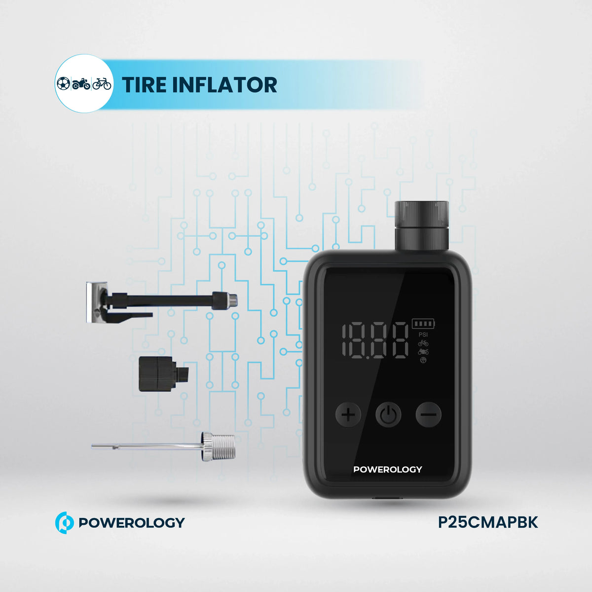 Powerology Super Compact Tire Inflator Black – image 6