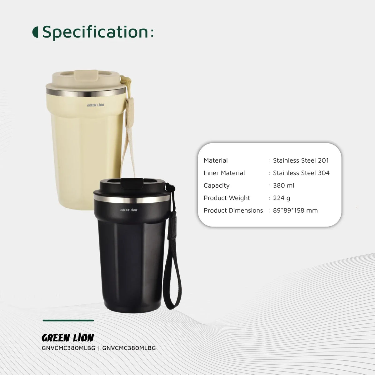 Green Lion Vacuum Mug 380 ml - Black – image 7