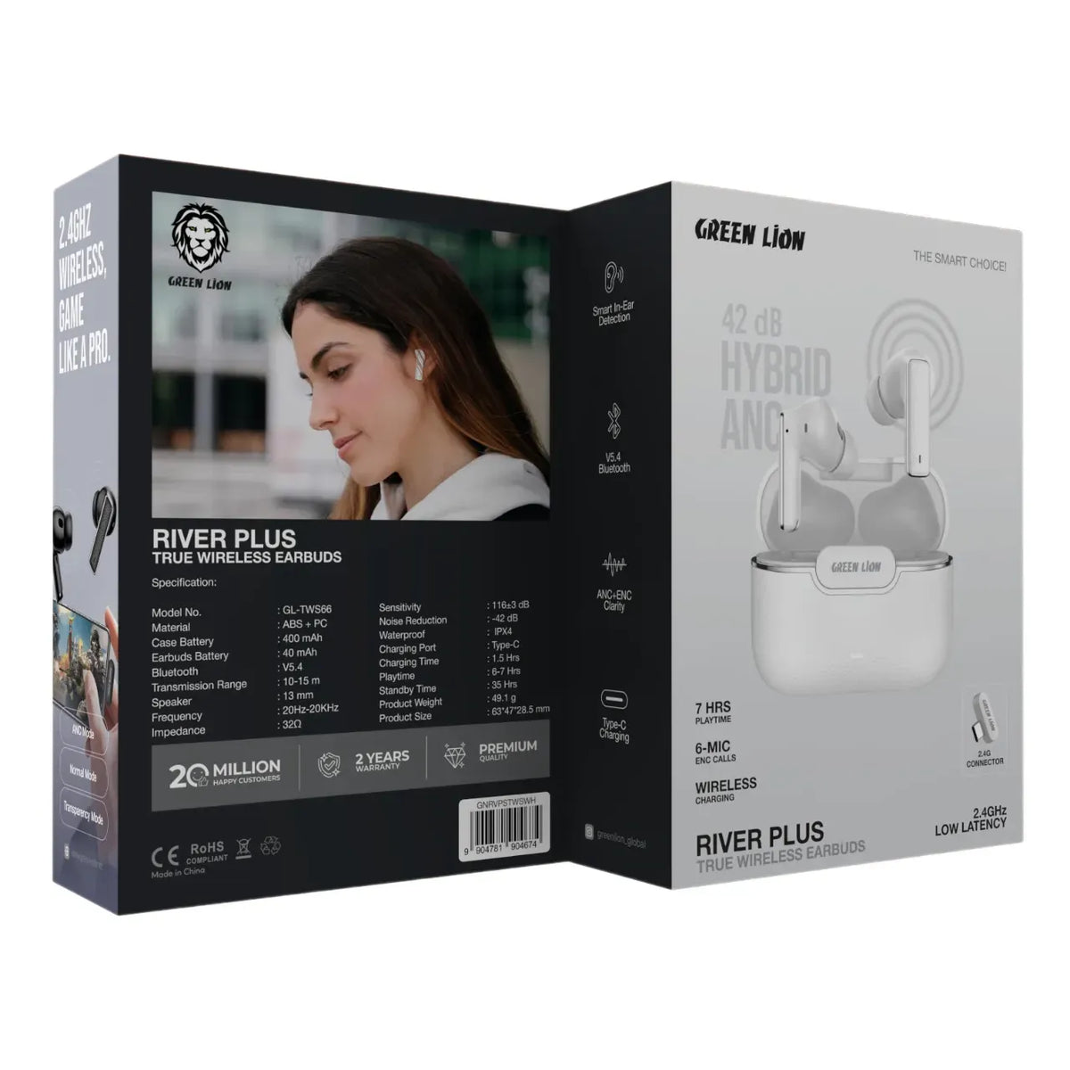 Green Lion River Plus True Wireless Earbuds - White – image 9