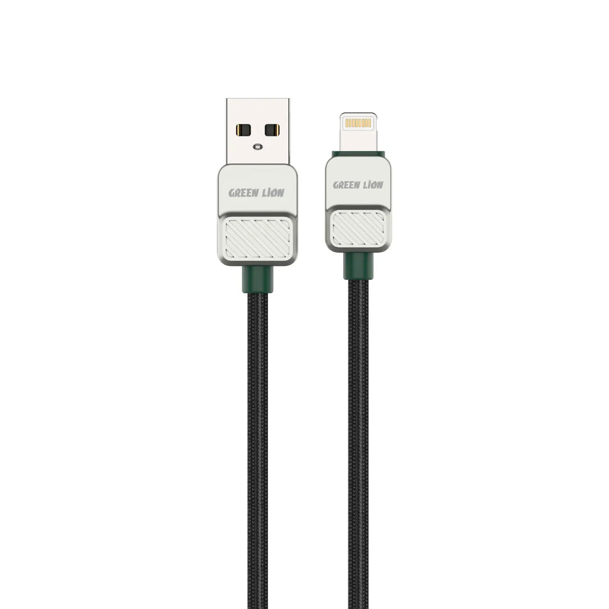 Green Lion USB A to Lightning Electroplated Braided Cable Black Dark Green – image 3