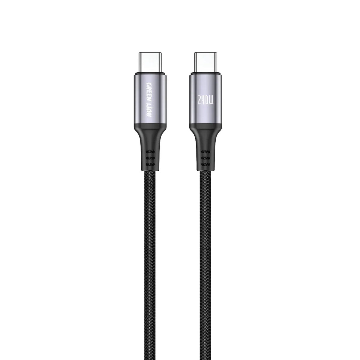 Green Lion 240w USB C to USB C Ultra Fast Charging 1m Braided Cable Black – image 3