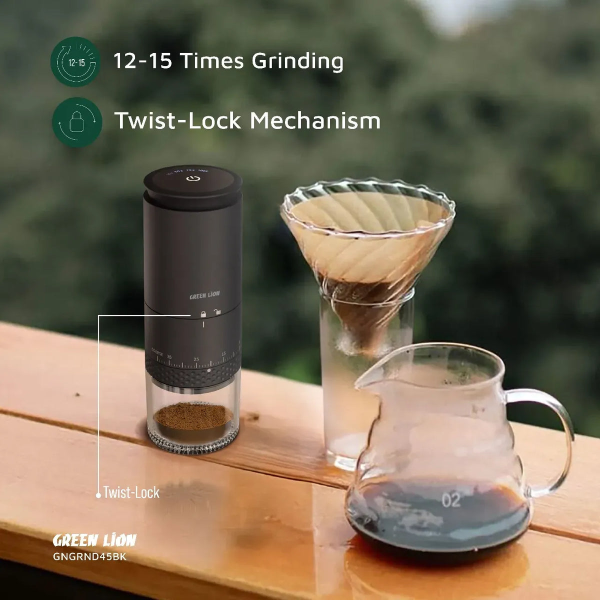 Green Lion Grind Pro Coffee Grinder Rechargeable Black – image 5
