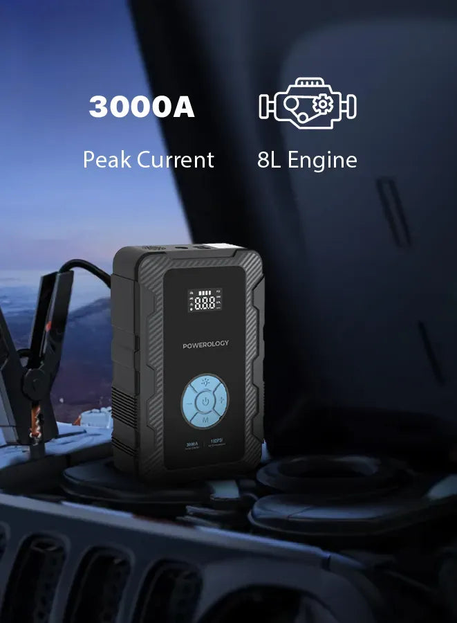 Powerology 20000 m Ah Power Bank Jump Start Air Compressor - Black – image 15